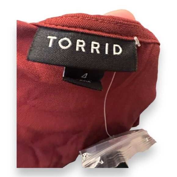 🆕 NWT torrid 4 Red Brown Ava Stretch Challis Lace Trim Cami 26 28 4XL XXXXL - Picture 10 of 12